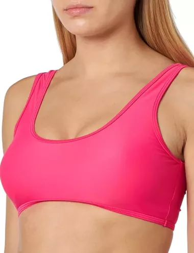 Haut de maillot de bain brassière uni rose fluo - du 36 au 46
