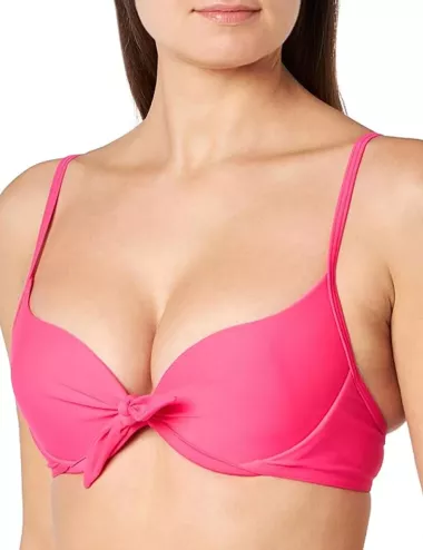 Haut de maillot femme à coques push-up uni rose, 36 au 46