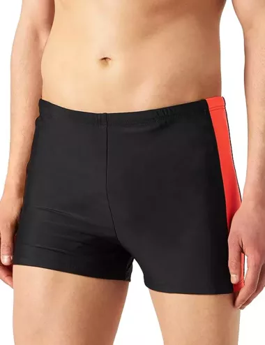 Boxer de bain homme uni noir gris orange tricolore - taille 1 à 12