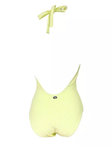 Maillot une pièce rayé jaune et blanc - décolleté en V et dos nu - du 36 au 46