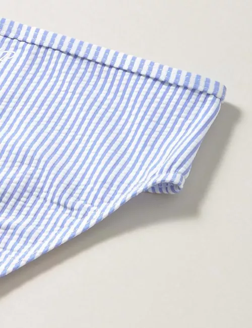 Bikini fille triangle à rayure bleu et blanche - du 6 au 16 ans