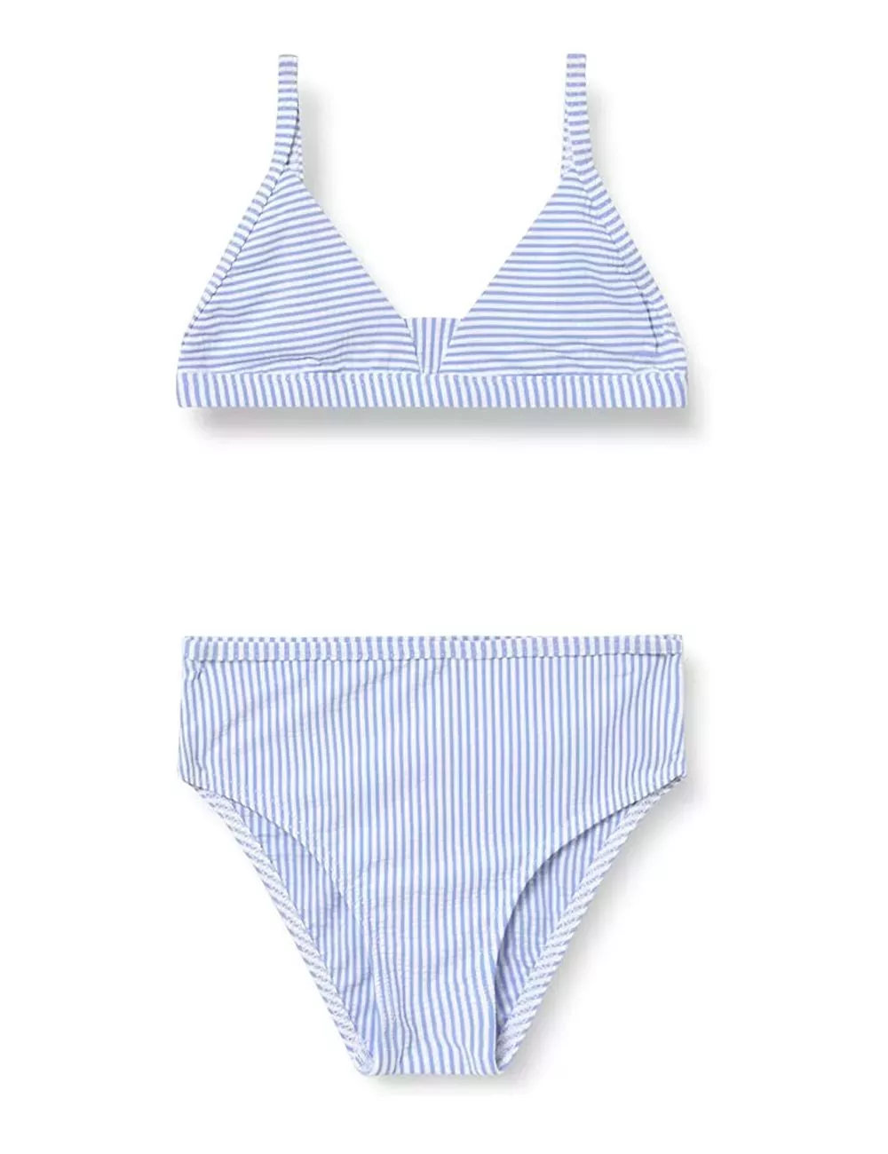 Bikini fille triangle à rayure bleu et blanche - du 6 au 16 ans