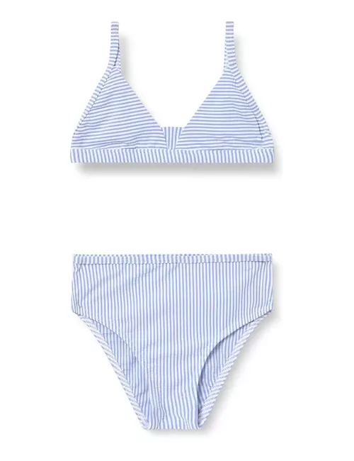 Bikini fille triangle à rayure bleu et blanche - du 6 au 16 ans