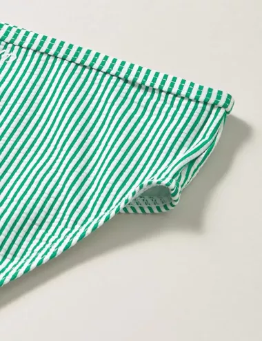 Bikini fille triangle à rayure verte et blanche - du 6 au 16 ans