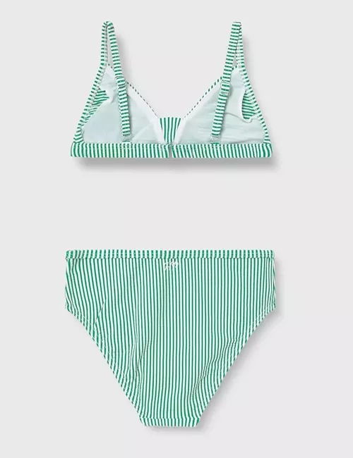 Bikini fille triangle à rayure verte et blanche - du 6 au 16 ans