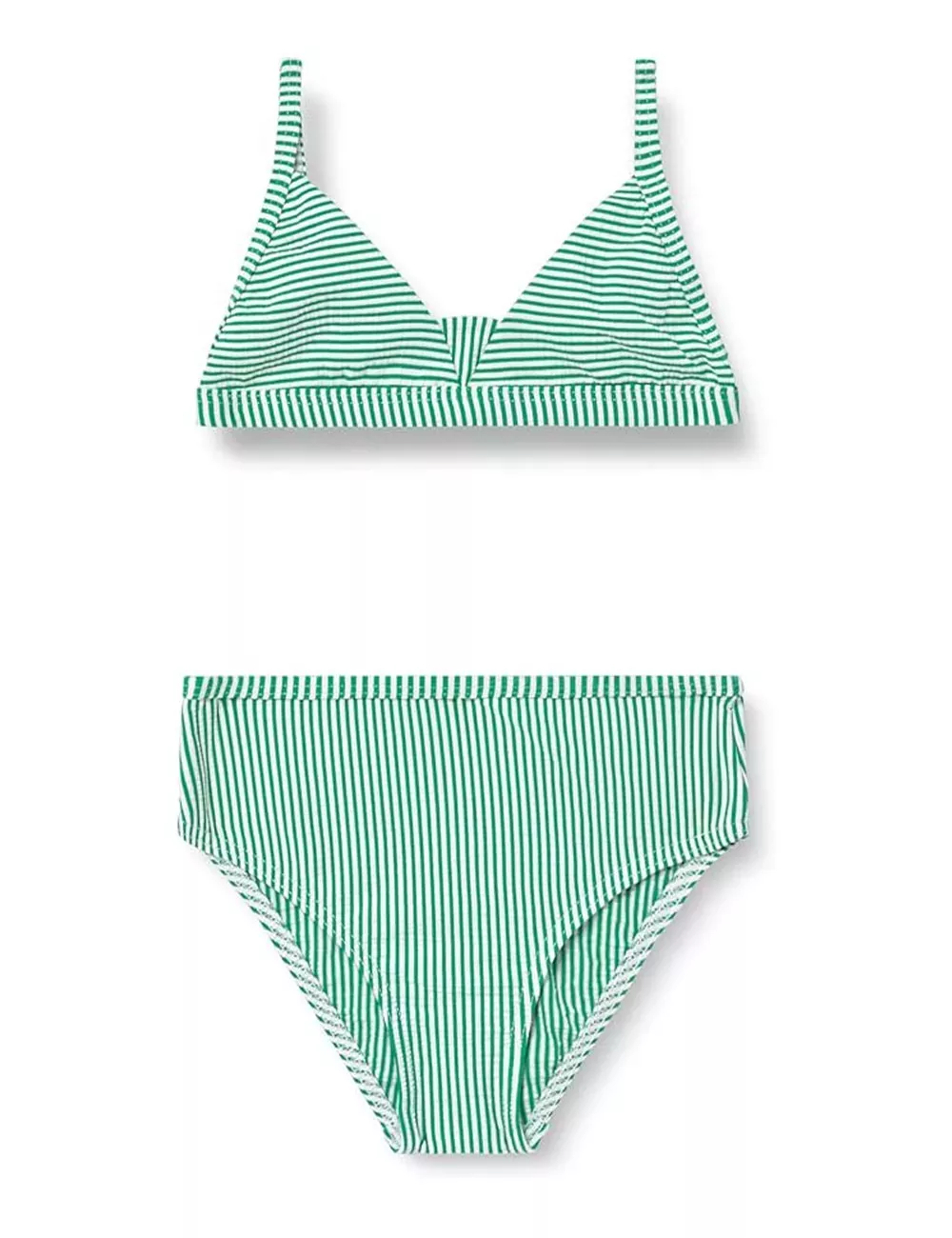 Bikini fille triangle à rayure verte et blanche - du 6 au 16 ans