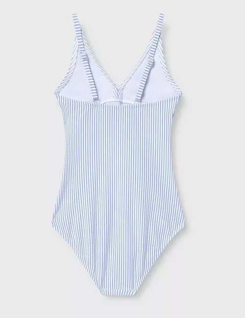 Maillot de bain 1 pièce fille à rayures bleues et blanches - du 6 au 16 ans