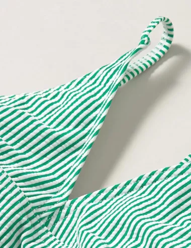 Maillot de bain 1 pièce fille à rayures vertes et blanches - du 6 au 16 ans