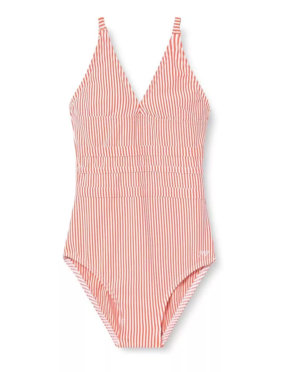 Maillot de bain 1 pièce fille à rayures oranges et blanches - du 6 au 16 ans