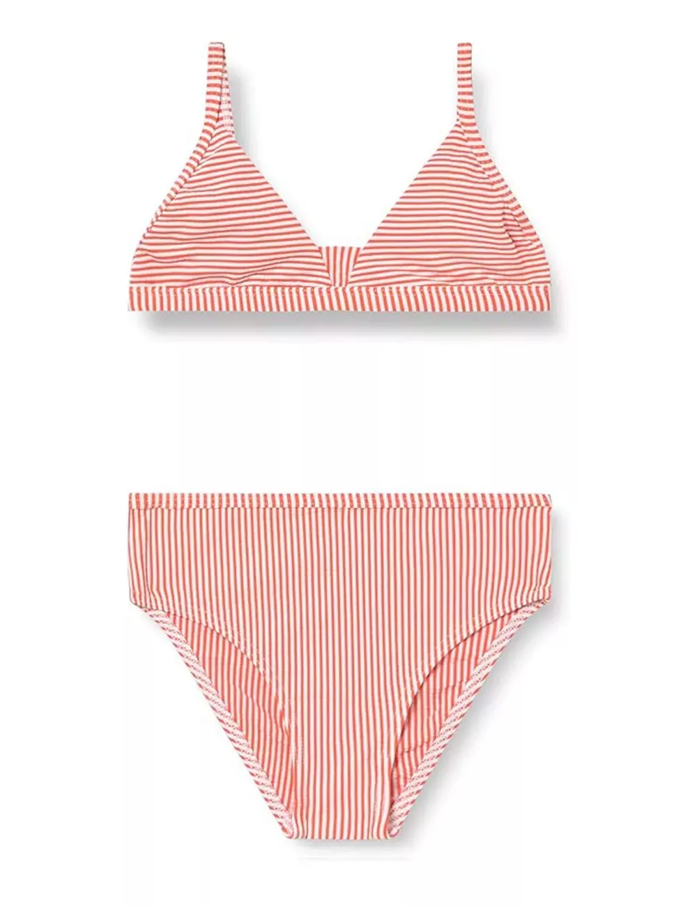 Bikini fille triangle à rayure orange et blanche - du 6 au 16 ans