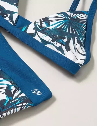 Maillot de bain 2 pièces fille triangle et shorty motif tropical bleu – du 6 au 16 ans