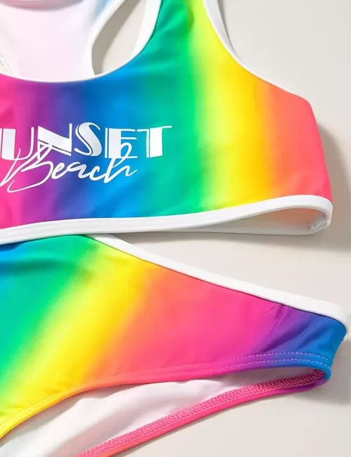 Maillot 2 pièces fille brassière et culotte arc en ciel – du 6 au 16 ans