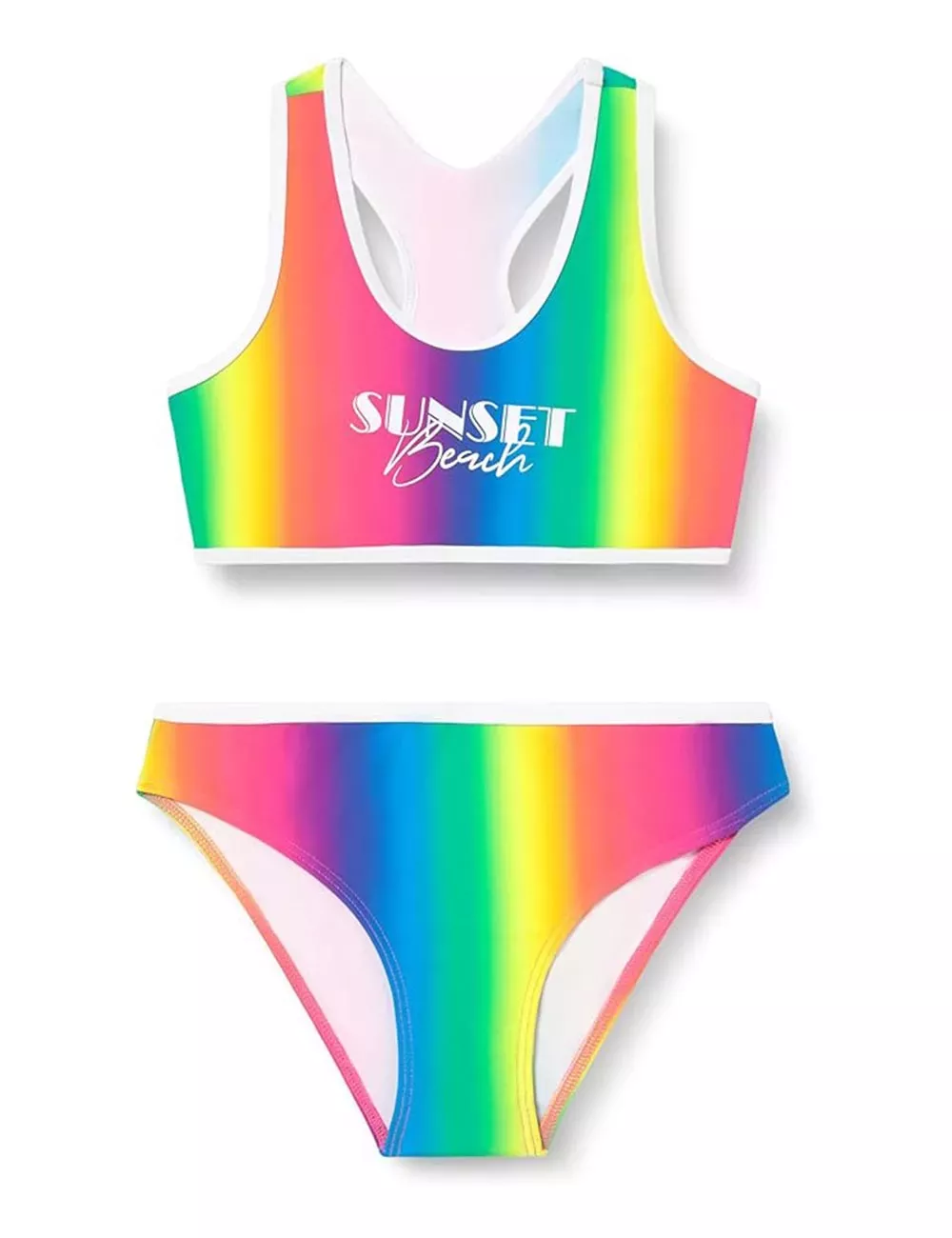 Maillot 2 pièces fille brassière et culotte arc en ciel – du 6 au 16 ans
