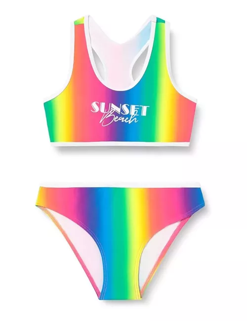 Maillot 2 pièces fille brassière et culotte arc en ciel – du 6 au 16 ans