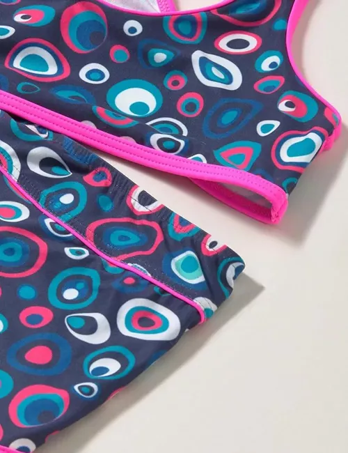 Maillot de bain 2 pièces fille brassière imprimé bulles - du 6 au 16 ans