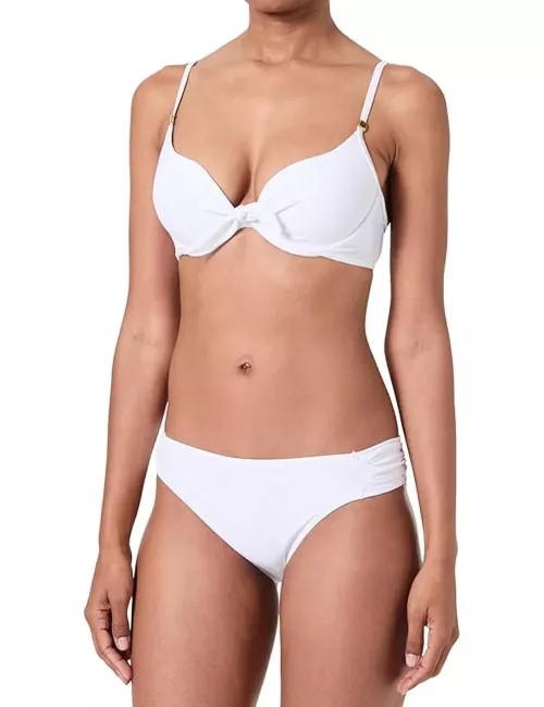Bikini 2 pièces blanc haut armatures et culotte échancrée - du 34 au 46