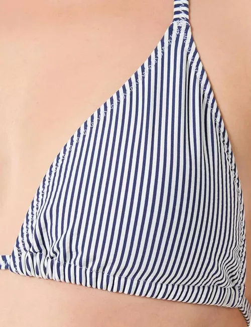 Maillot de bain 2 pièces femme triangle rayé marine et blanc - du 34 au 42