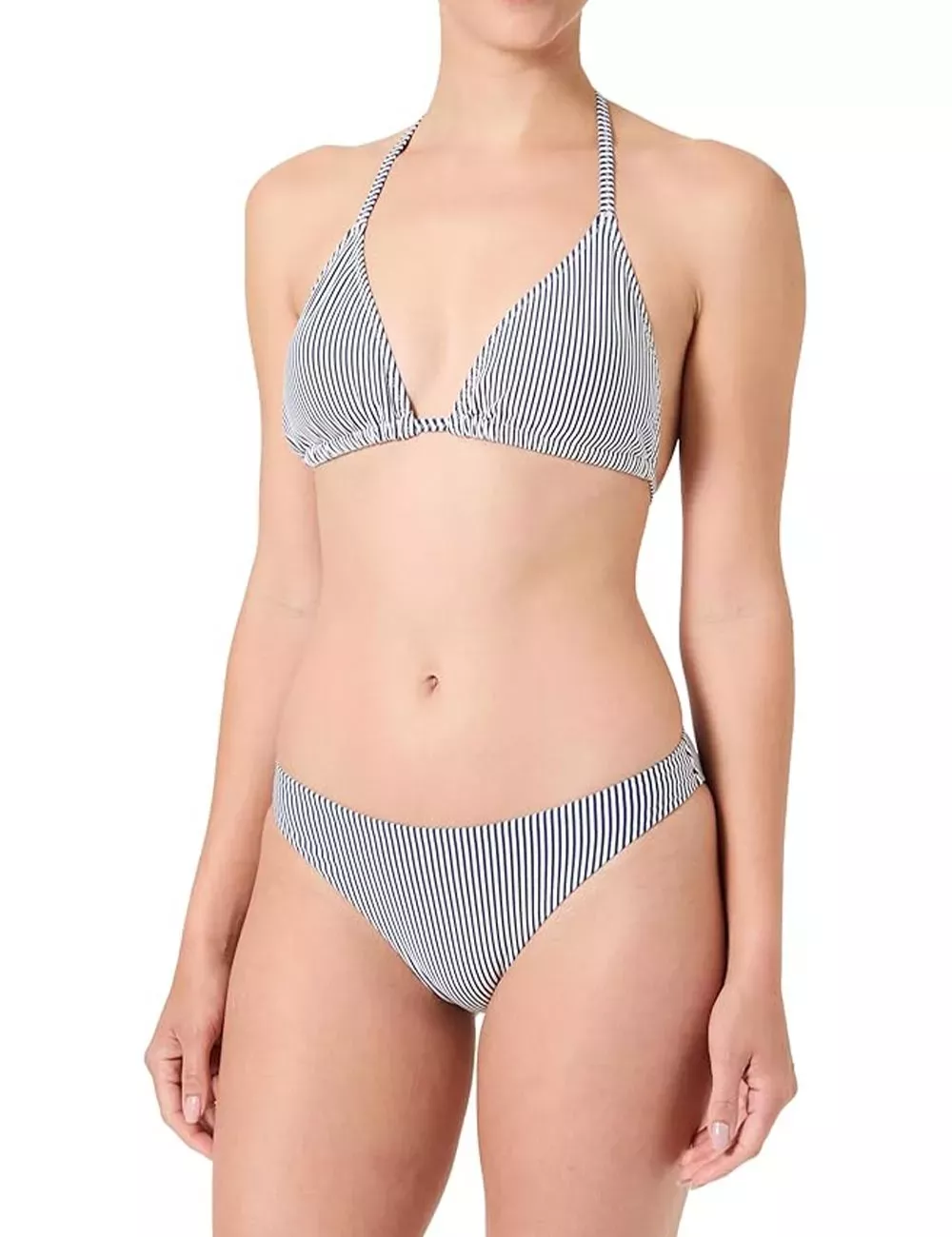 Maillot de bain 2 pièces femme triangle rayé marine et blanc - du 34 au 42