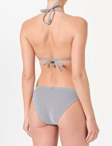 Maillot de bain 2 pièces femme triangle rayé marine et blanc - du 34 au 42