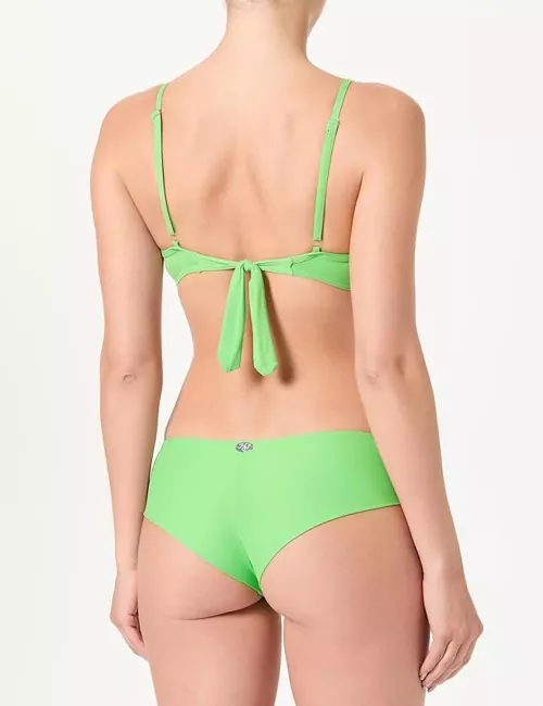 Bikini 2 pièces vert pomme, haut coques noué devant et shorty taille basse - du 34 au 46