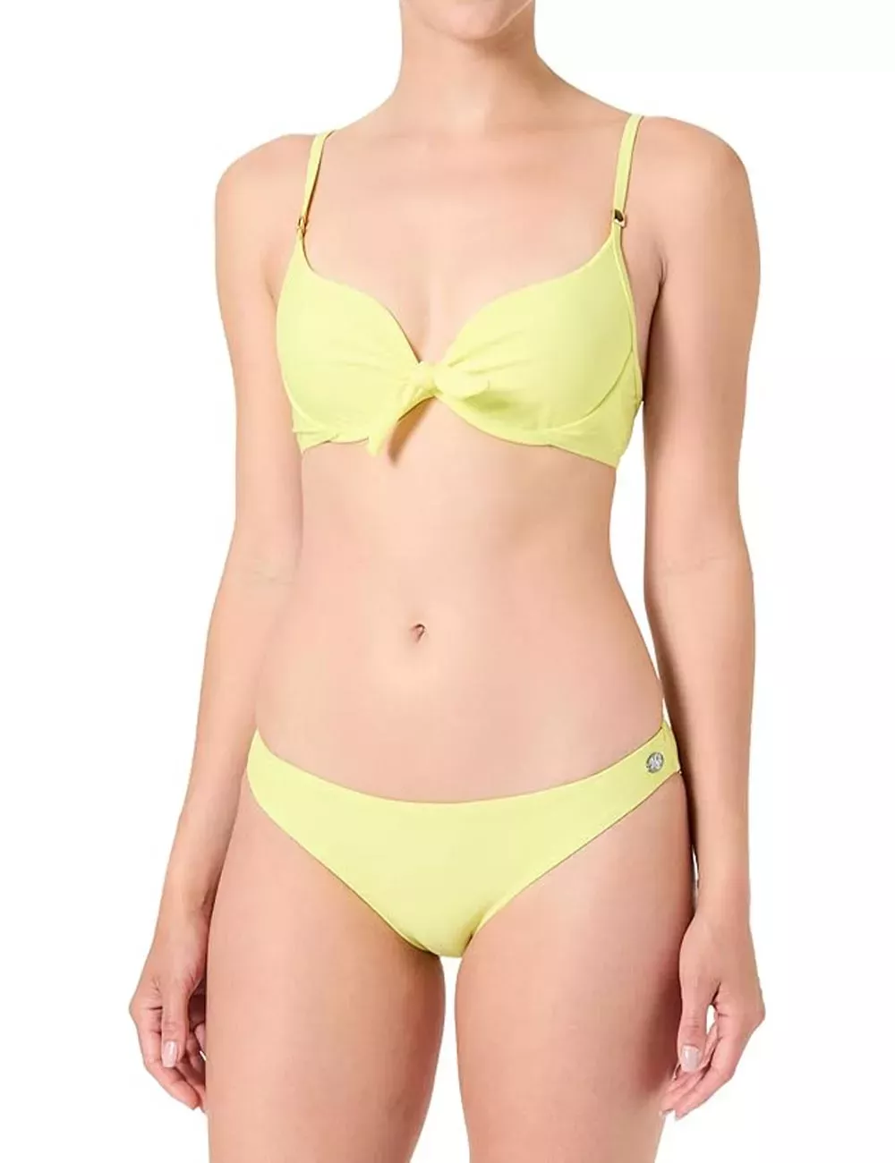 Bikini 2 pièces jaune pastel haut armatures et culotte classique - du 34 au 50