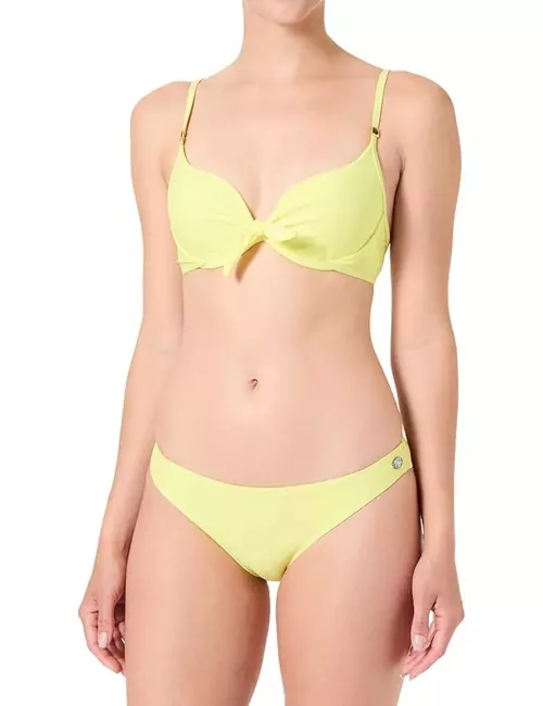 Bikini 2 pièces jaune pastel haut armatures et culotte classique - du 34 au 50