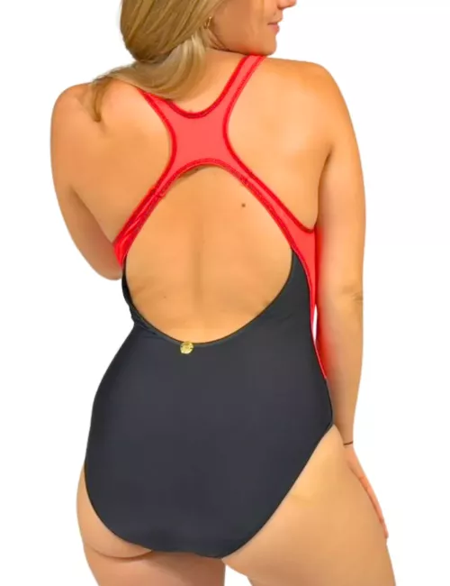 Maillot de bain menstruel femme 1 pièce piscine noir, rouge et gris Cuba du 36 au 48