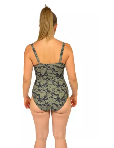 Maillot de bain 1 pièce femme kaki imprimé floral gainant