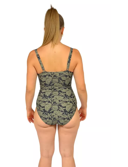 Maillot de bain 1 pièce femme kaki imprimé floral gainant