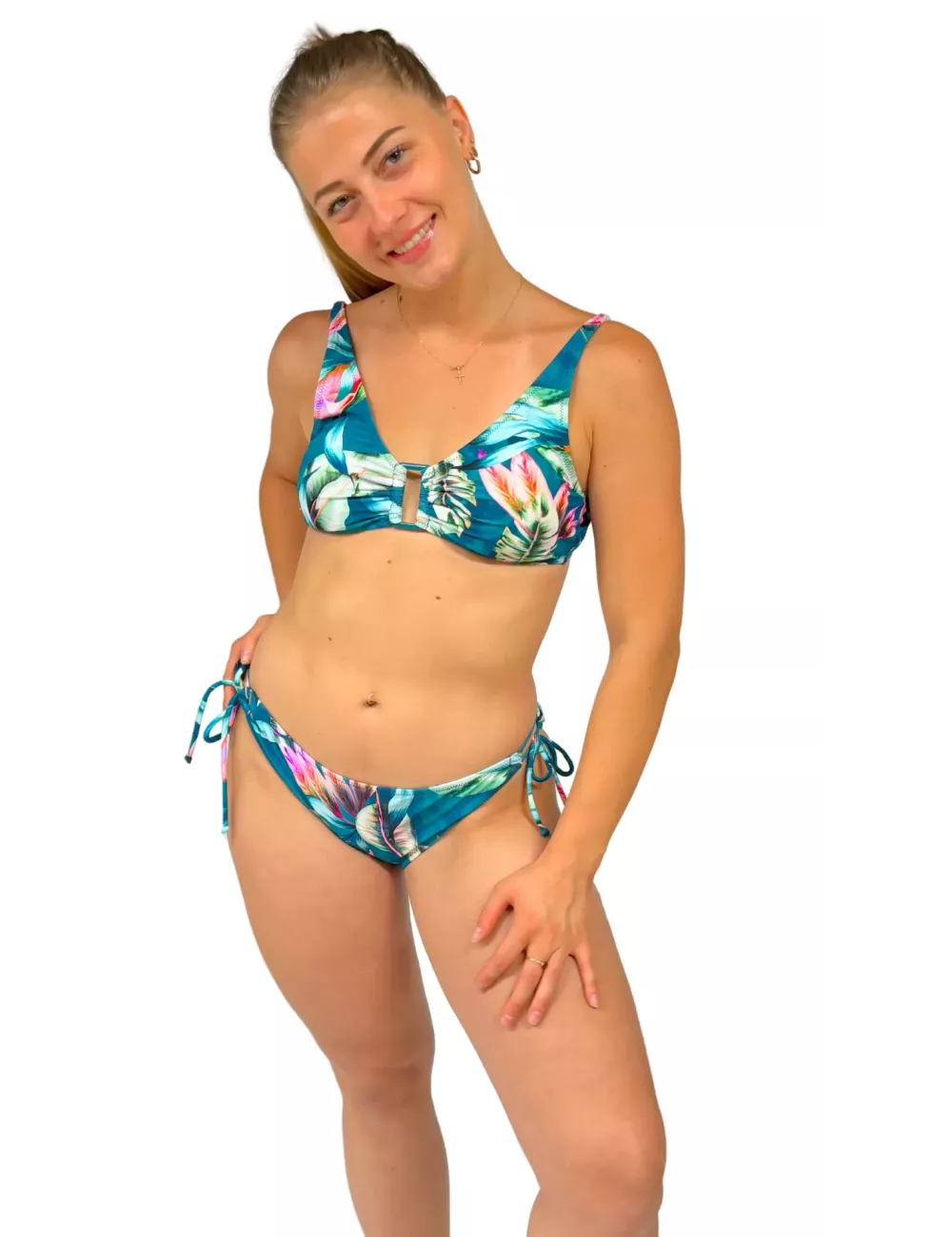 copie de Maillot de bain 2 pièces femme imprimé tropical triangle à nouer