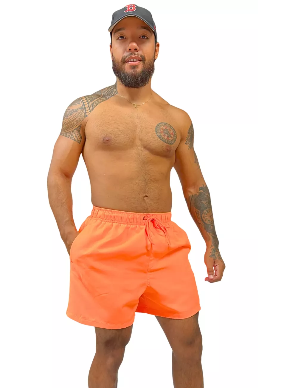 Maillot de bain homme orange effet étoile de mer du S au XXL