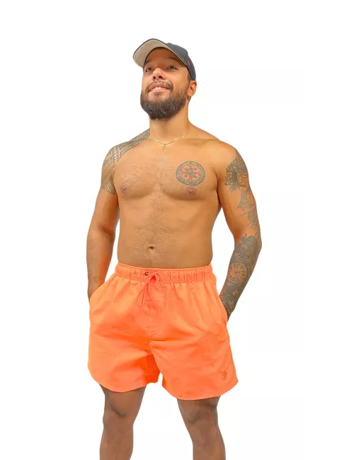 Maillot de bain homme orange effet étoile de mer du S au XXL