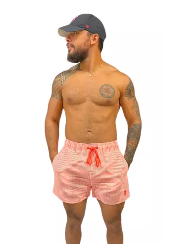 Boardshort homme rayé rouge et blanc du S au XXL