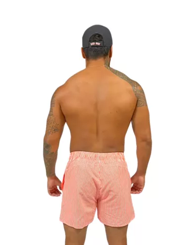 Boardshort homme rayé rouge et blanc du S au XXL