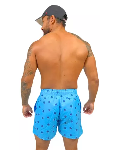 Boardshort homme bleu imprimé tortues du S au XXL