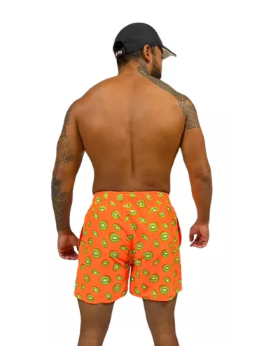 Boardshort homme orange fluo imprimé kiwi du S au XXL