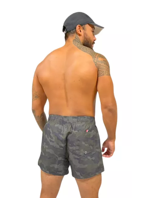 Short de bain homme camouflage gris coupe courte du S au XXL