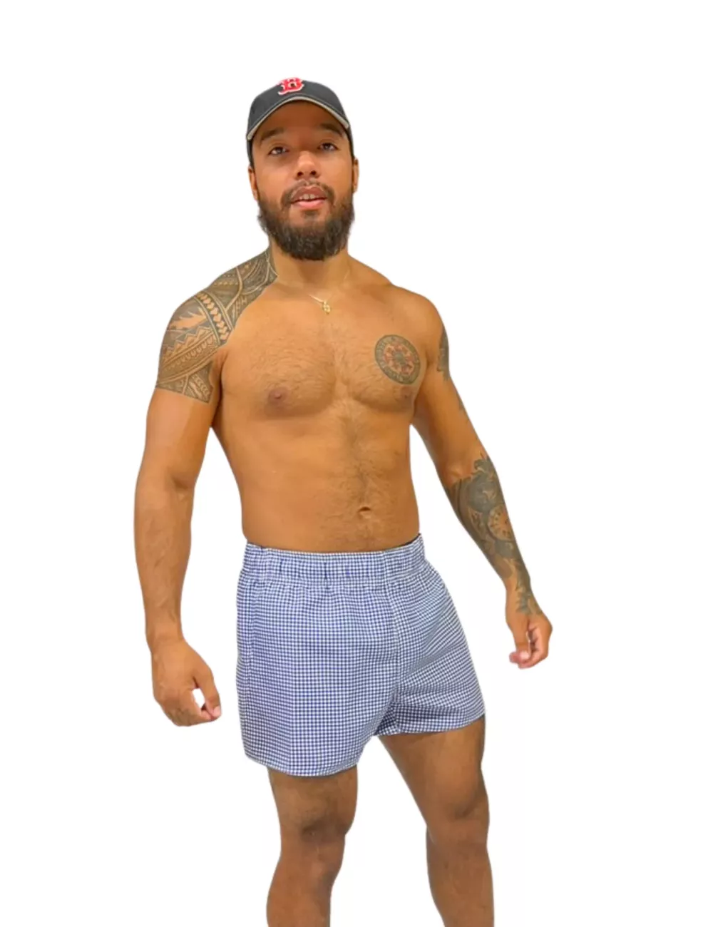 Short de bain homme vichy bleu et blanc coupe courte du S au XXL