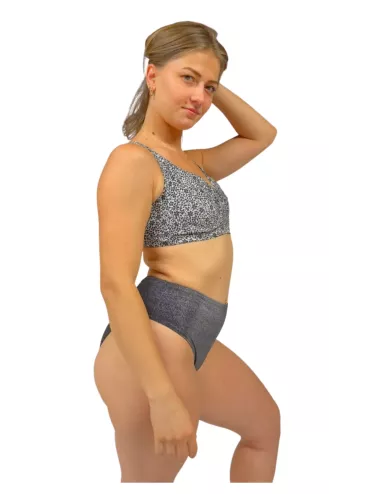 Maillot de bain femme 2 pièces gris lurex bonnet E