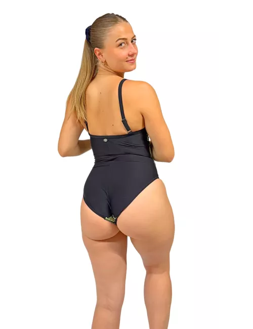 Maillot de Bain 1 Pièce Femme Imprimé Tropical Vert | Effet Gainant