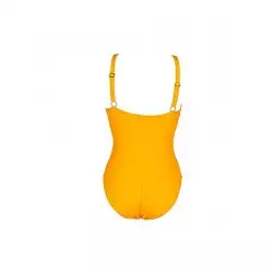 Maillot de bain 1 pièce femme décolleté V uni jaune
