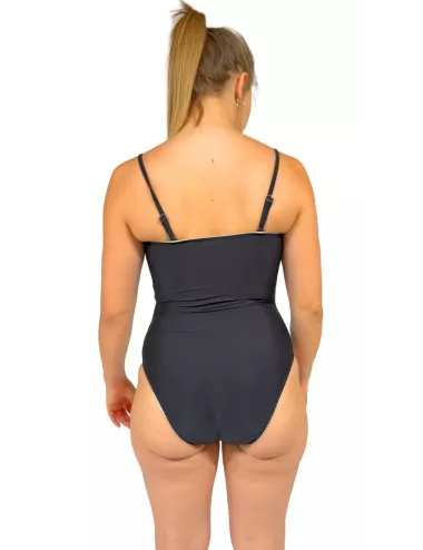 Maillot de bain 1 pièce noir bande dorée – Femme – Élégant & sculptant