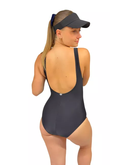 Maillot de bain 1 pièce femme noir imprimé graphique avec gaine intégrée – maintien et silhouette sculptée