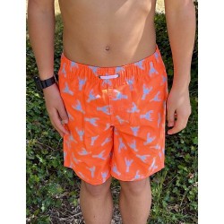 Short de bain uni orange fluo taille S à XXL