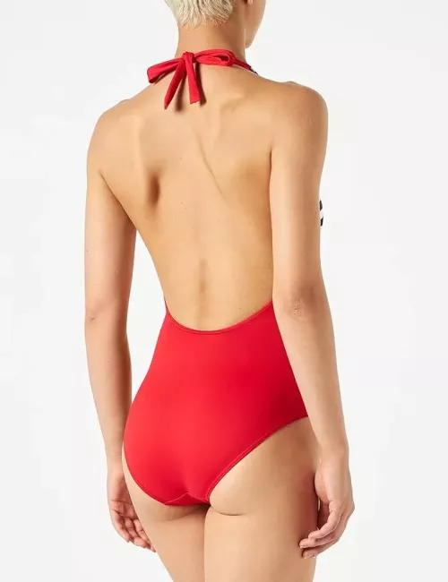 Maillot de bain 1 pièce femme rouge et rayé style marin – confort et élégance
