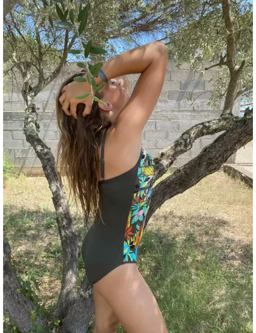 Maillot de bain menstruel ado 12-16 ans 1 pièce imprimé tropical – Anti-fuite | Happy Days