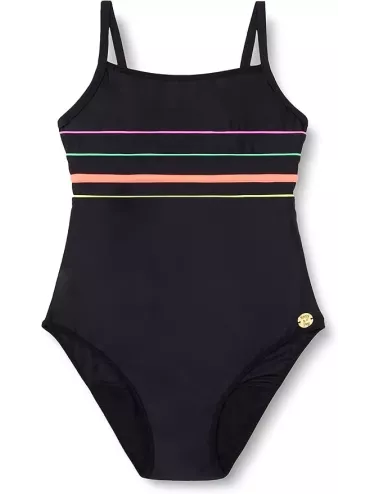 Maillot de bain menstruel ado 1 pièce noir multicolore – 12, 14 et 16 ans