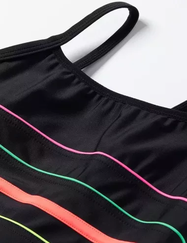 Maillot de bain menstruel ado 1 pièce noir multicolore – 12, 14 et 16 ans