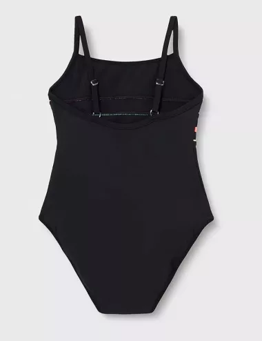 Maillot de bain menstruel ado 1 pièce noir multicolore – 12, 14 et 16 ans