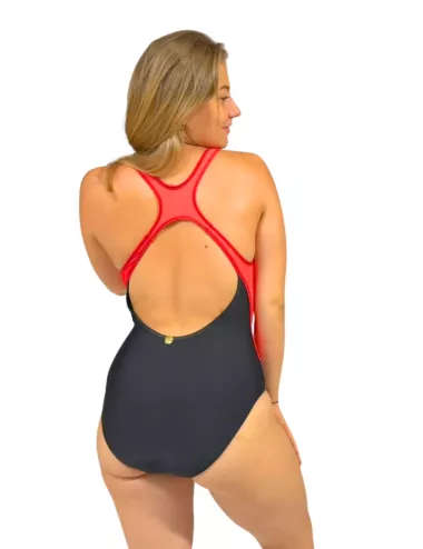 Maillot de bain menstruel femme 1 pièce noir et rouge